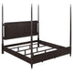 Amber 4pc Poster King Bed Set | Modern Dark Brown | Dresser Mirror