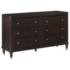 Amber 5pc Poster King Bed Set | Modern Dark Brown Wood | Dresser Chest