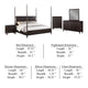 Amber 5pc Poster King Bed Set | Modern Dark Brown Wood | Dresser Chest
