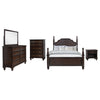 Meon 5pc Poster Queen Bed Set | Vintage Dark Oak Brown | Dresser Chest