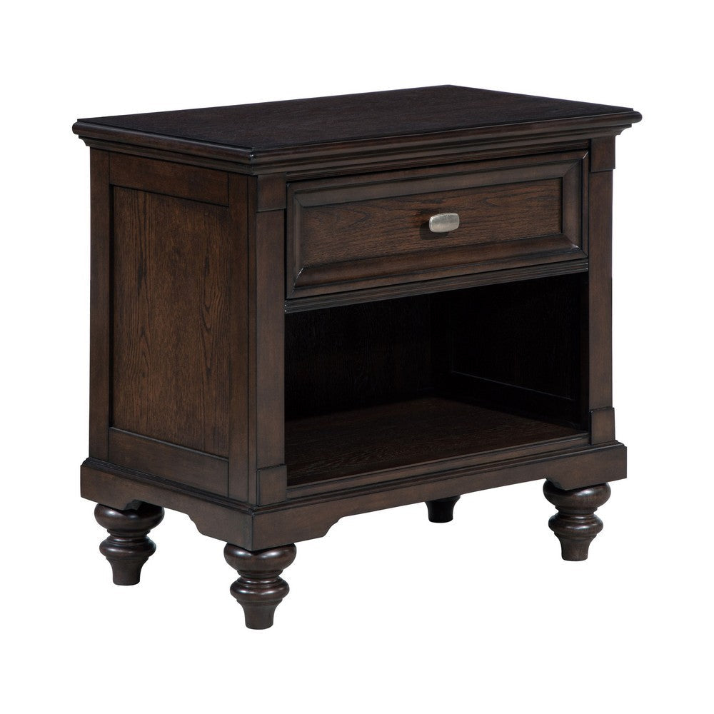Meon 4pc Poster King Bed Set | Vintage Dark Oak Brown | Dresser Mirror BM340107