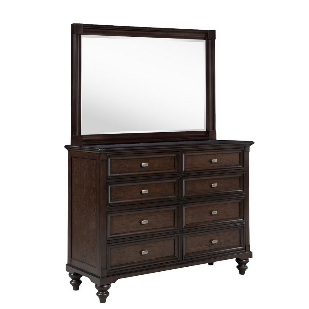 Meon 5pc Poster King Bed Set | Vintage Dark Oak Brown | Dresser Chest BM340108