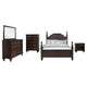 Meon 5pc Poster King Bed Set | Vintage Dark Oak Brown | Dresser Chest