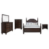 Meon 5pc Poster Cal King Bed Set | Vintage Dark Oak Brown | Dresser Chest