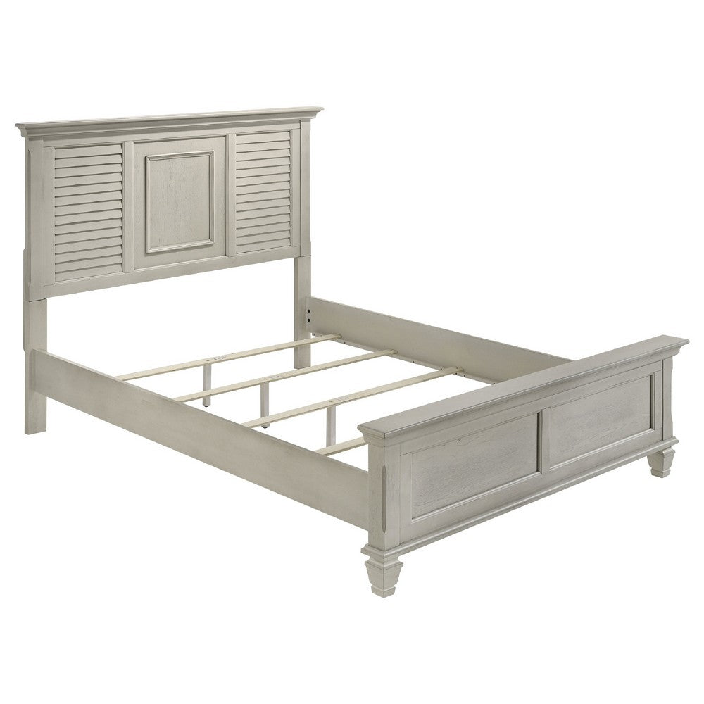 Eli 4 Piece Queen Bedroom Set | Rustic White Wood | Dresser Mirror