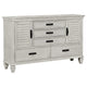 Eli 4 Piece Queen Bedroom Set | Rustic White Wood | Dresser Mirror