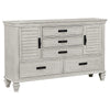 Eli 4 Piece King Size Bedroom Set | Rustic White Wood | Dresser Mirror