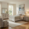 Eli 4 Piece King Size Bedroom Set | Rustic White Wood | Dresser Mirror