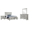 Eli 4 Piece King Bedroom Set | Footboard Storage | Rustic White Wood