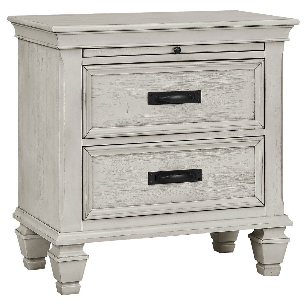 Eli 5 Piece King Bedroom Set | Footboard Storage | Rustic White Wood BM340118
