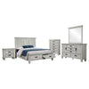 Eli 5 Piece King Bedroom Set | Footboard Storage | Rustic White Wood