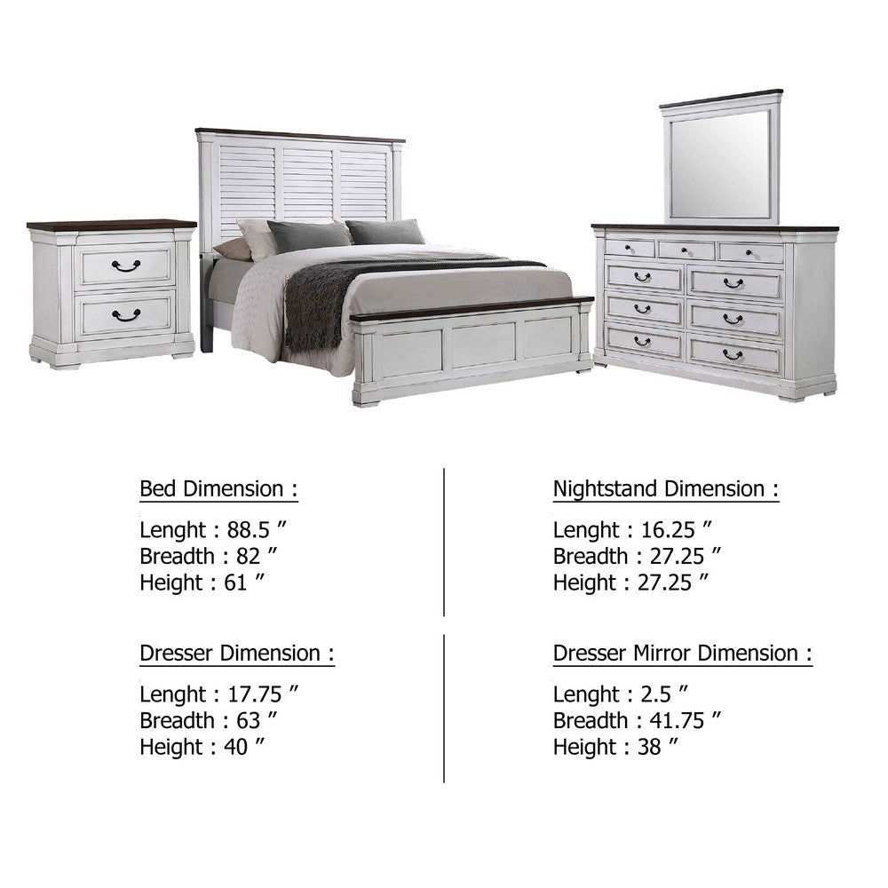 Ola 4 Piece King Size Bed Set | White Acacia Veneer | Shutter Design BM340121