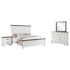 Meki 4 Piece Queen Size Bed Set | White Pine Veneer | Farmhouse Style