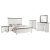 Meki 5 Piece King Size Bed Set | White Pine Veneer | Farmhouse Style