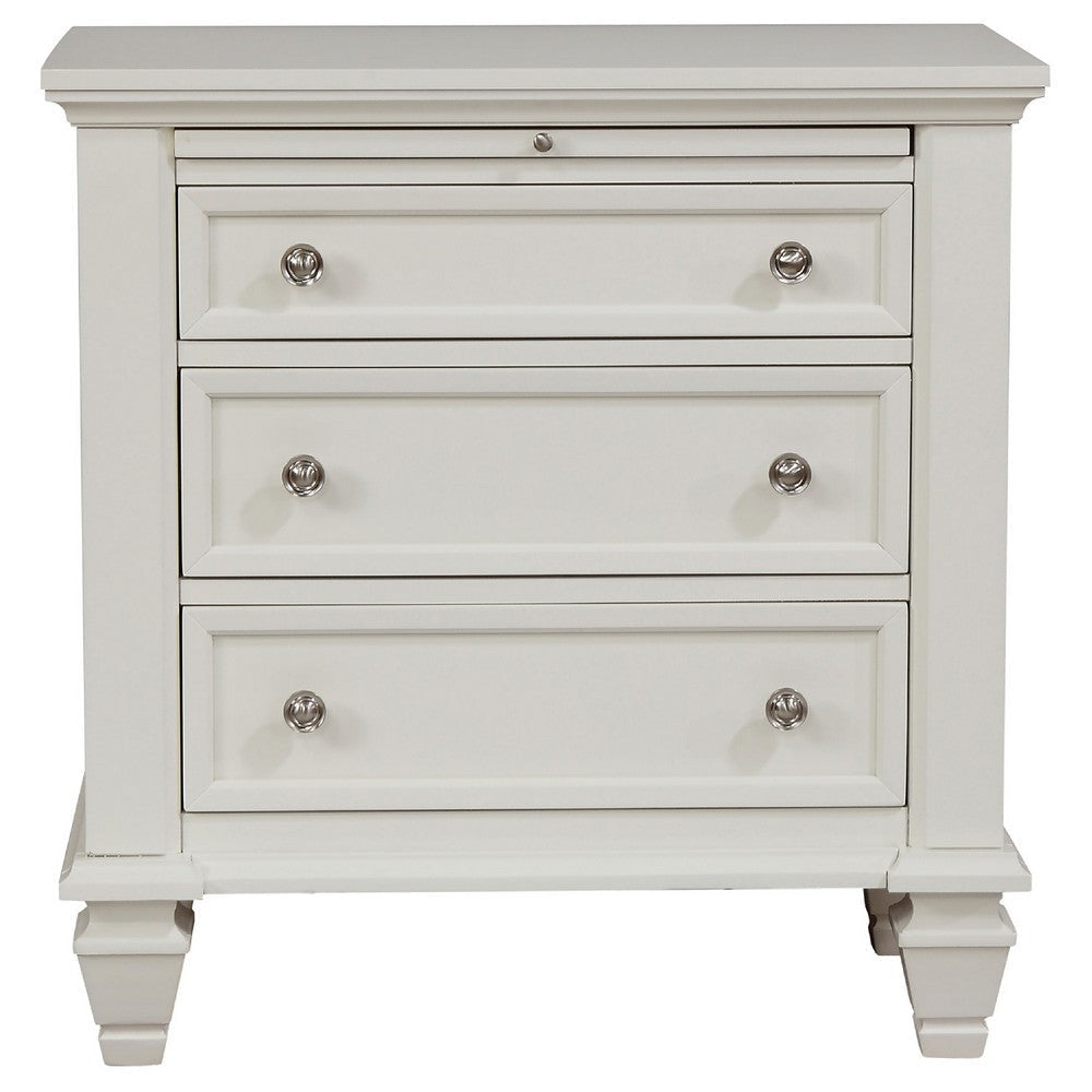 Lila 4 Piece Queen Bed Set | White Wood Panel Headboard | Vanity Dresser BM340127