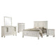 Lila 5 Piece Queen Bed Set | White Wood Headboard | Vanity Dresser & Chest