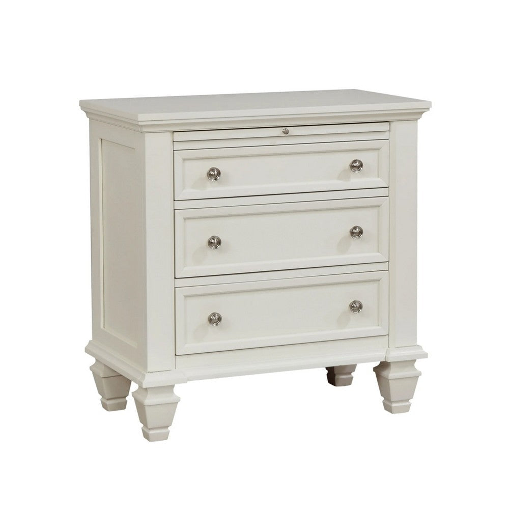 Lila 4 Piece King Bed Set | White Wood Panel Headboard | Vanity Dresser BM340129
