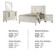 Lila 4 Piece Cal King Bed Set | White Wood Panel Headboard | Vanity Dresser BM340131