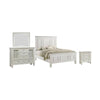 Lila 4 Piece Cal King Bed Set | White Wood Panel Headboard | Vanity Dresser