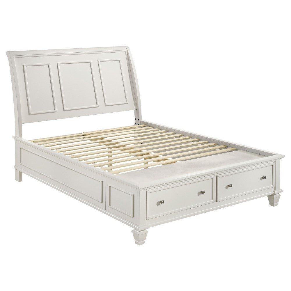 Lila 4pc Queen Bed Set with Storage Footboard | White Panel | Vanity Dresser BM340133