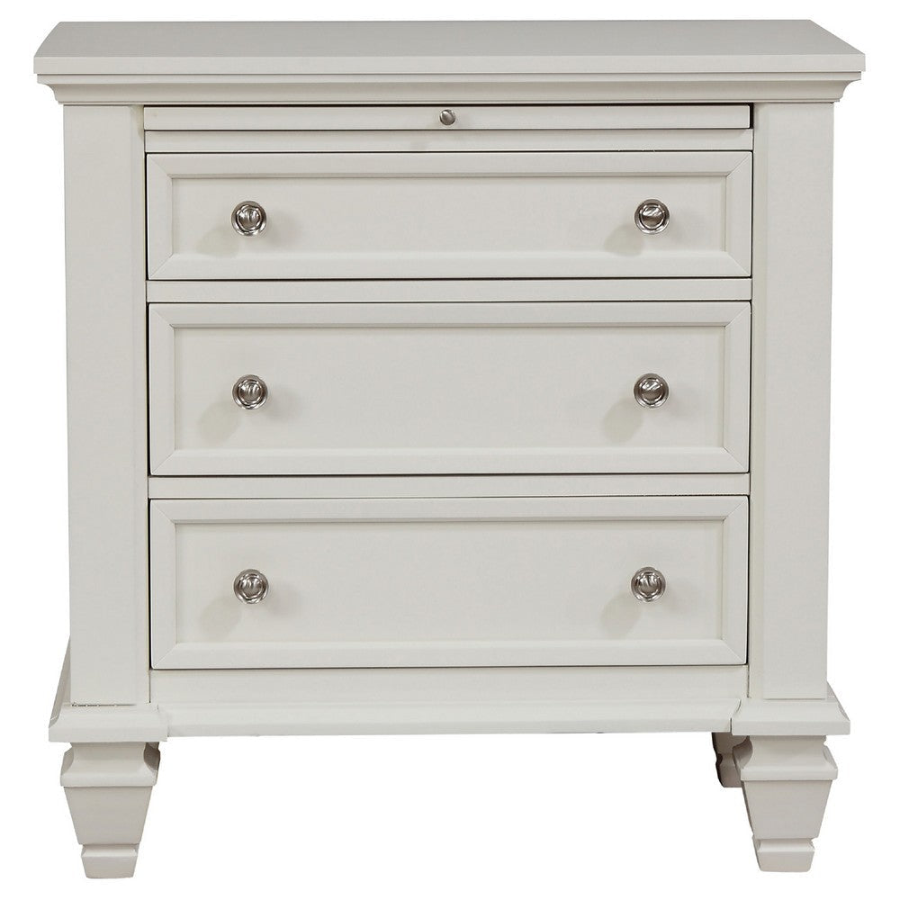 Lila 4pc King Bed Set with Storage Footboard | White Panel | Vanity Dresser BM340135
