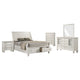 Lila 5pc King Bed Set with Storage Footboard | White | Vanity Dresser & Chest