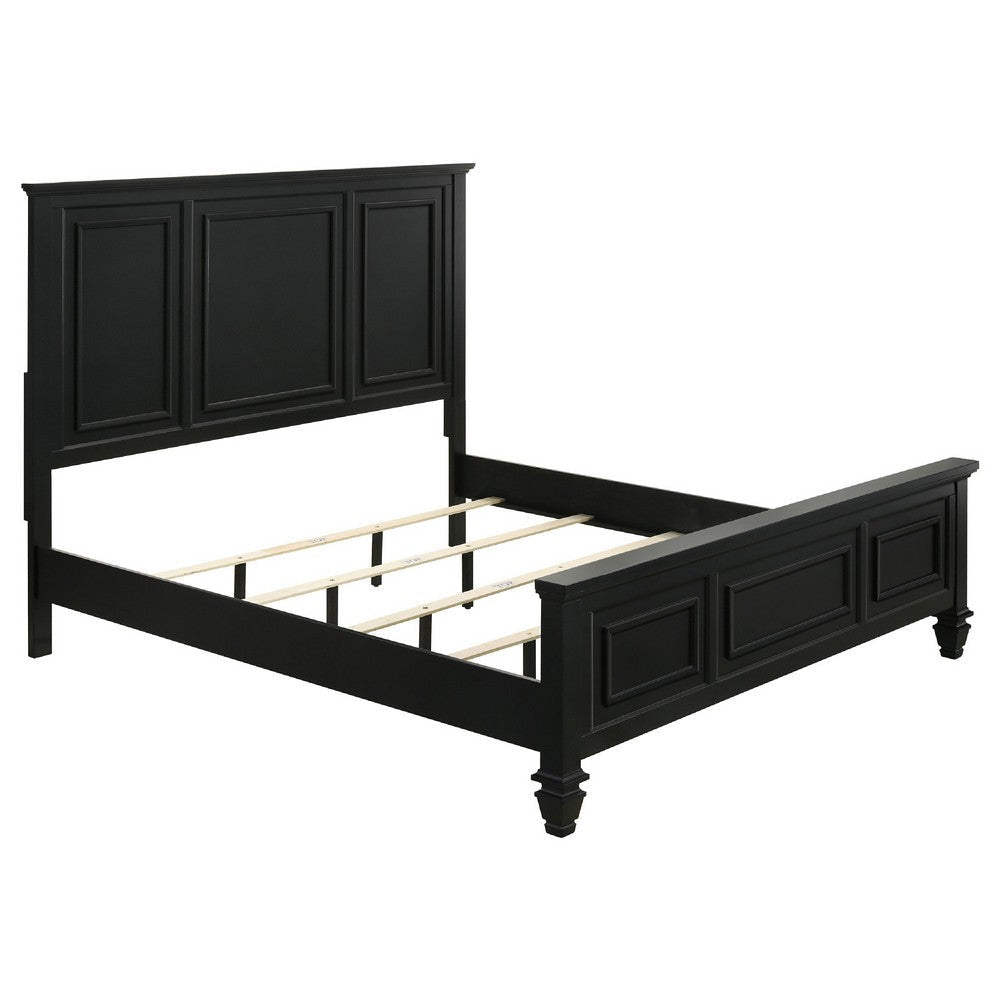 Lila 4pc Queen Bed Set | Black Panel Headboard | Dresser & Nightstand BM340137
