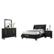 Lila 5 Piece King Bed Set with Storage | Curved Panel Headboard | Black