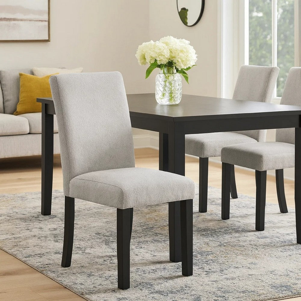Figu Set of 4 Dining Chair | Brown-Gray Fabric Seating | Black Wood Legs BM340147
