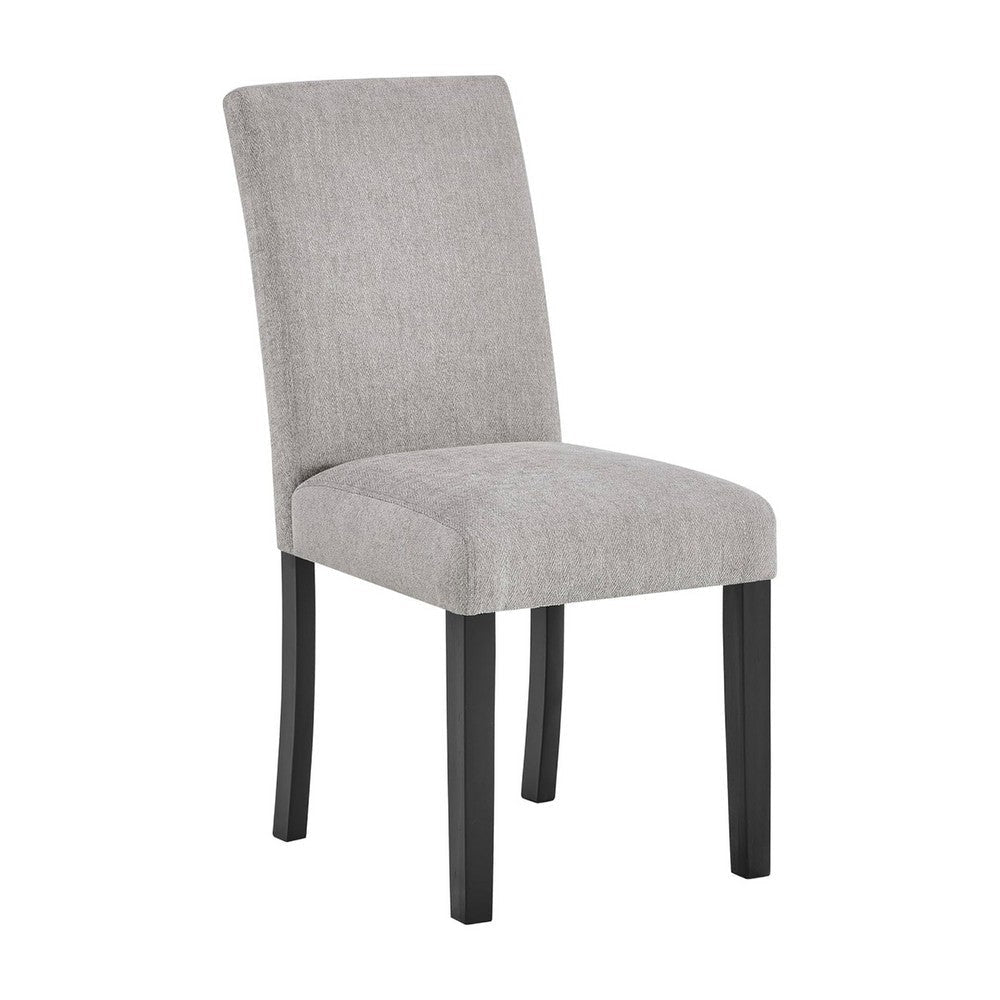 Figu Set of 4 Dining Chair | Brown-Gray Fabric Seating | Black Wood Legs