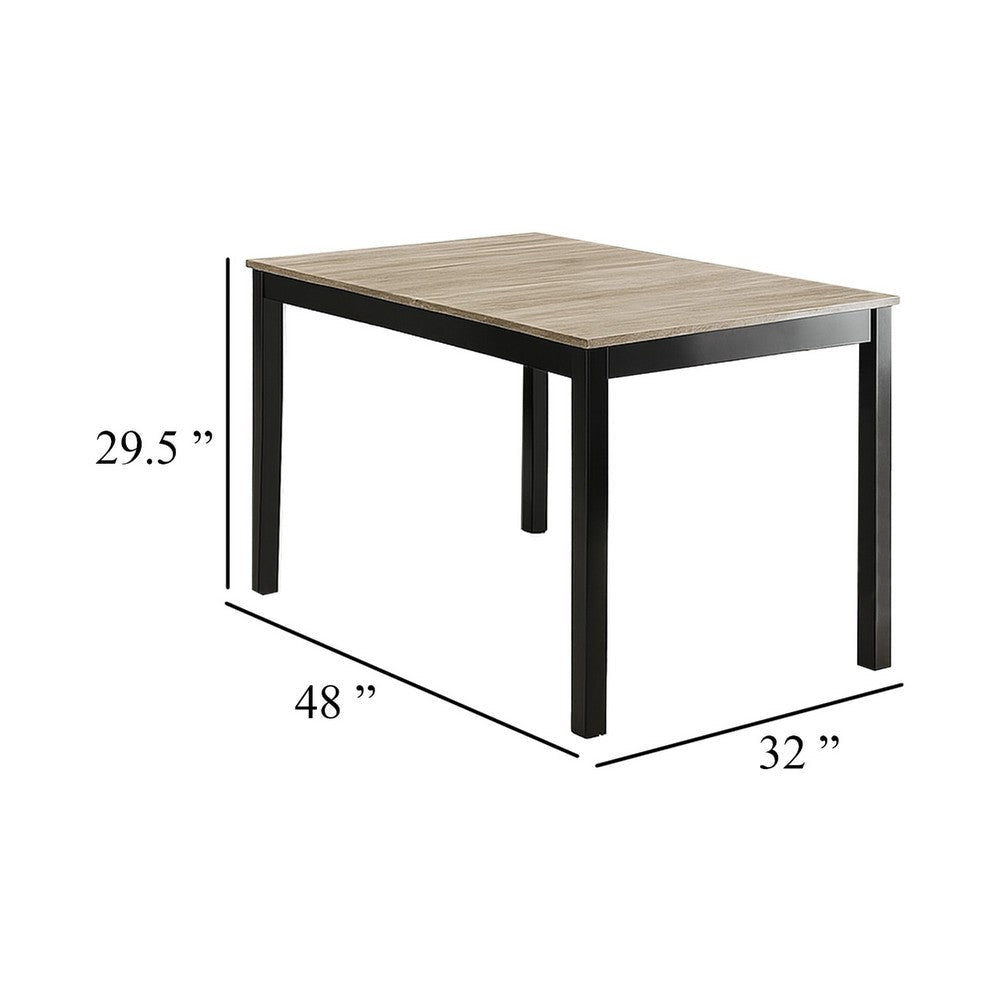 Figu Dining Table | Rectangular 48’’ Sleek Brown Top | Black Wood Legs BM340148