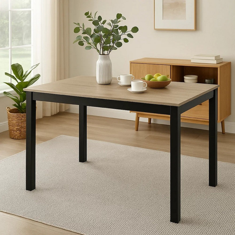 Figu Dining Table | Rectangular 48’’ Sleek Brown Top | Black Wood Legs BM340148