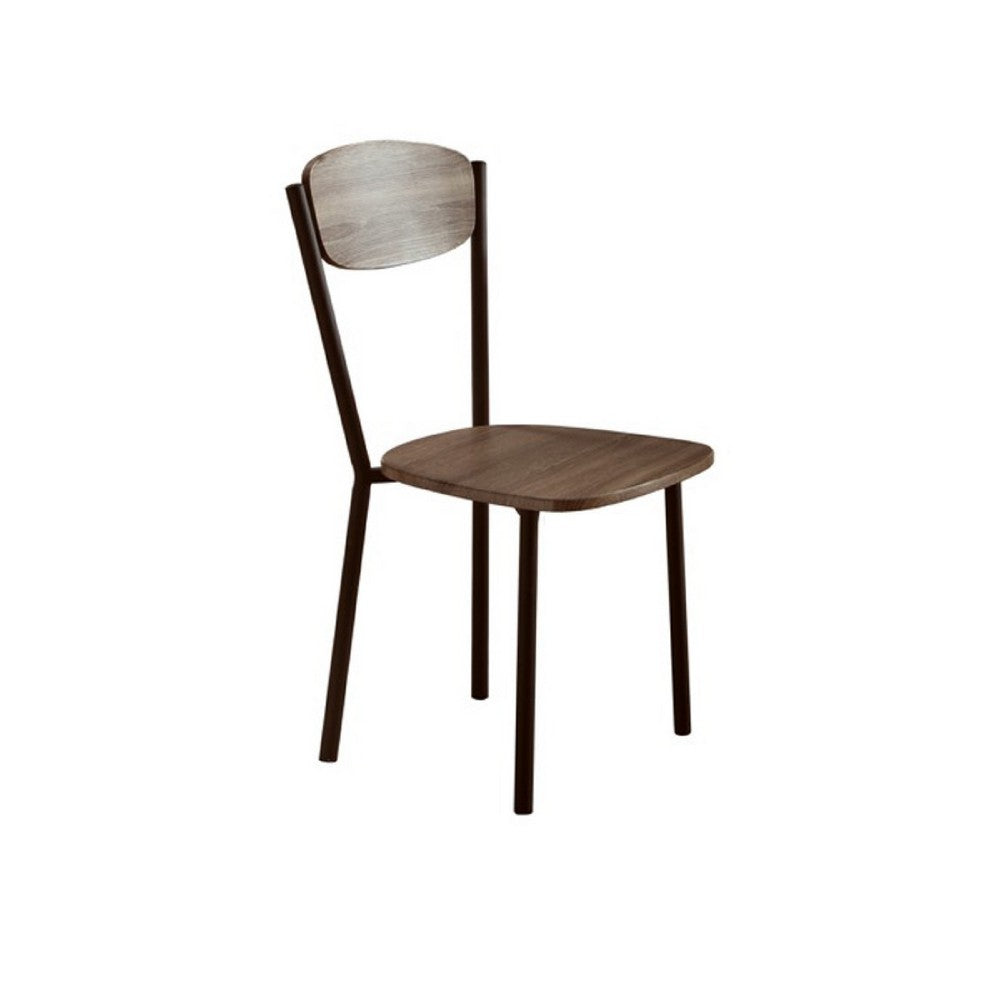 Jiho 5pc Dining Table & 4 Chairs Set | Graywash | Black Metal Base