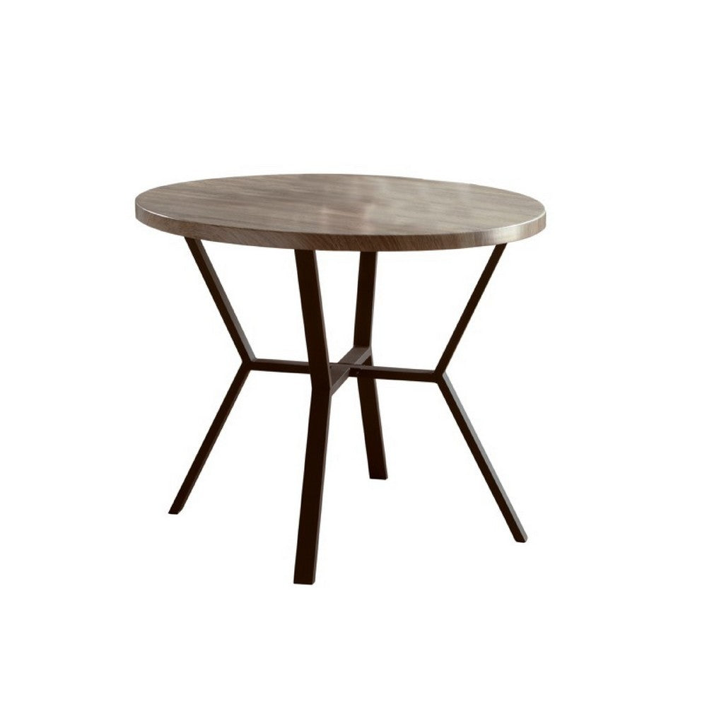 Jiho 5pc Dining Table & 4 Chairs Set | Graywash | Black Metal Base
