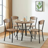 Jiho 5pc Dining Table & 4 Chairs Set | Graywash | Black Metal Base