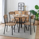 Jiho 5pc Dining Table & 4 Chairs Set | Graywash | Black Metal Base