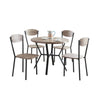 Jiho 5pc Dining Table & 4 Chairs Set | Graywash | Black Metal Base