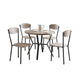 Jiho 5pc Dining Table & 4 Chairs Set | Graywash | Black Metal Base