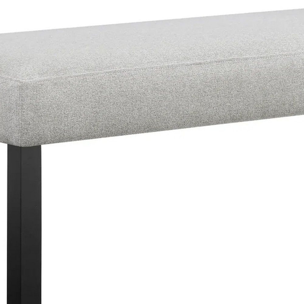 Riac Dining Bench | 41’’ Dove Gray Fabric Seat | Black Wood Legs BM340150