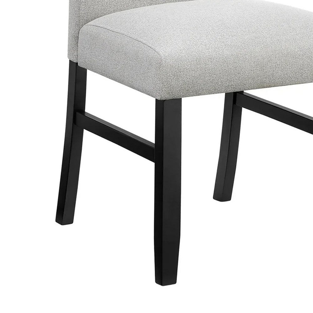 Riac Set of 2 Side Dining Chairs | Black Wood | Dove Gray Fabric Seat BM340151