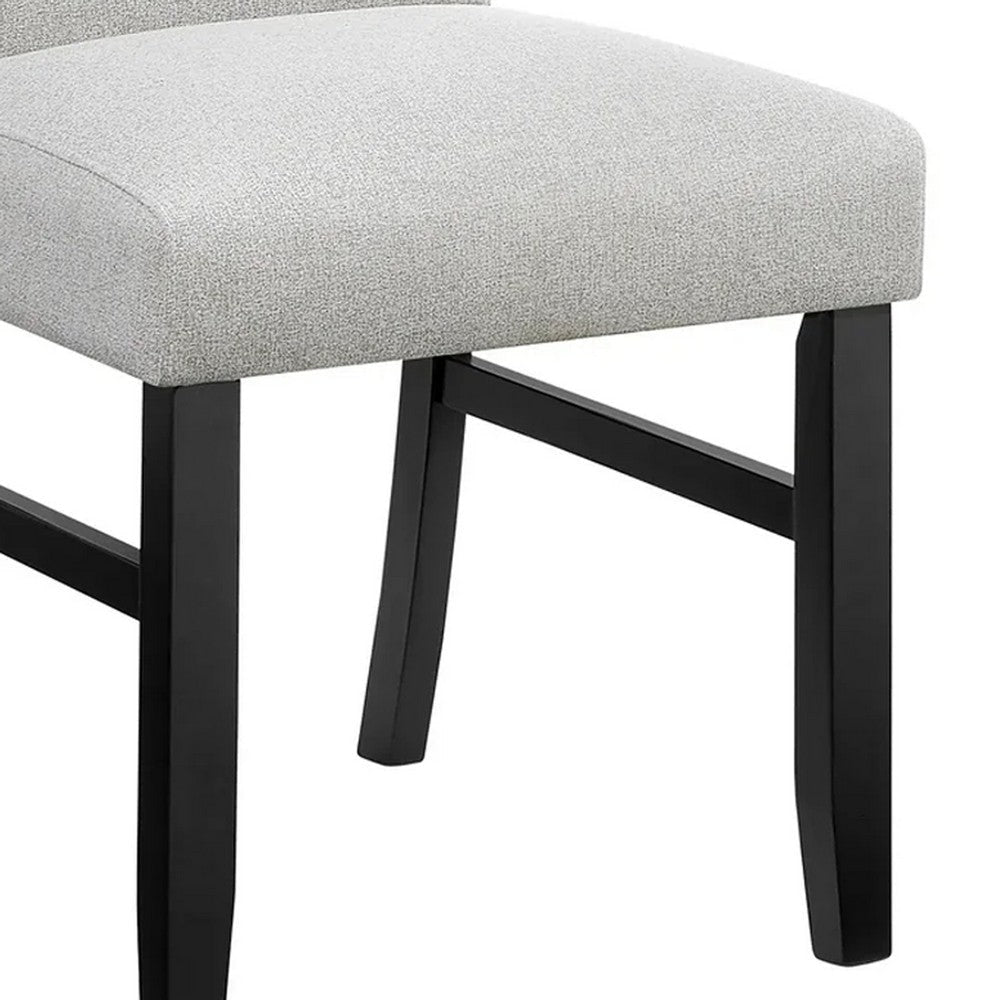 Riac Set of 2 Side Dining Chairs | Black Wood | Dove Gray Fabric Seat BM340151