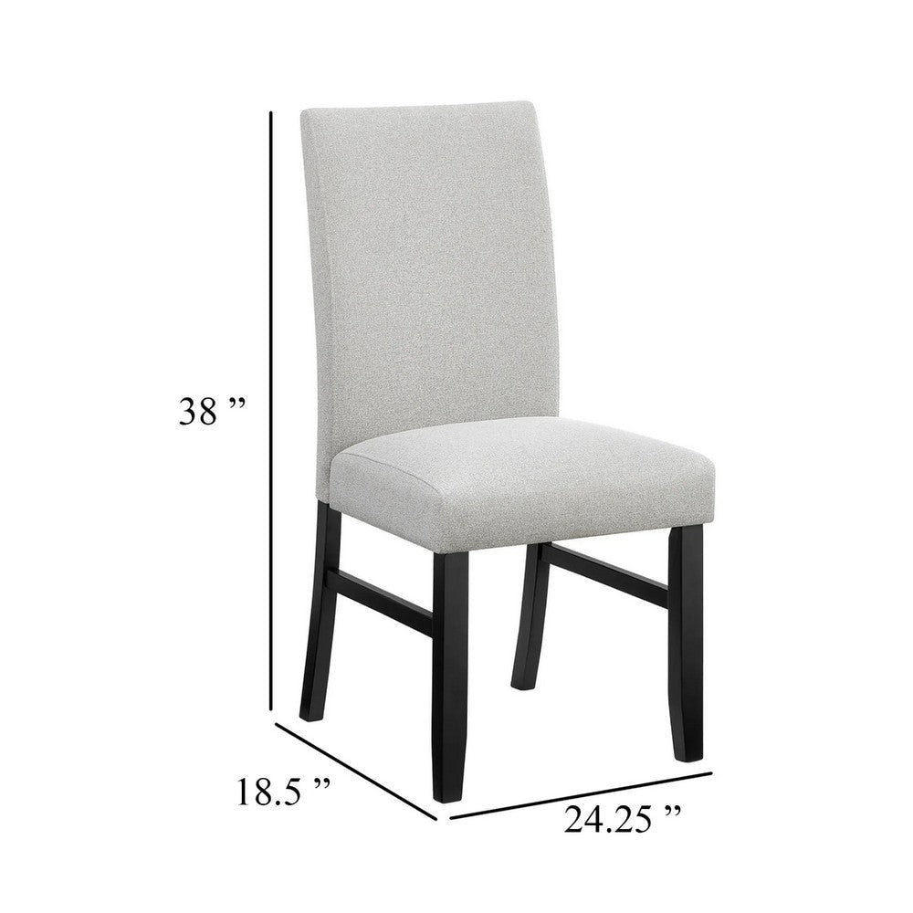 Riac Set of 2 Side Dining Chairs | Black Wood | Dove Gray Fabric Seat BM340151