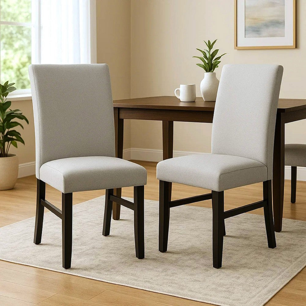 Riac Set of 2 Side Dining Chairs | Black Wood | Dove Gray Fabric Seat BM340151