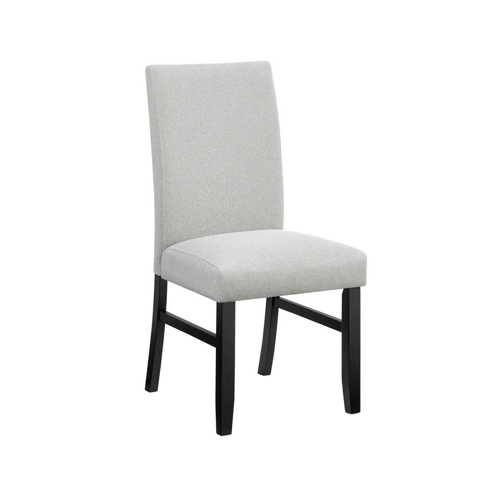 Riac Set of 2 Side Dining Chairs | Black Wood | Dove Gray Fabric Seat