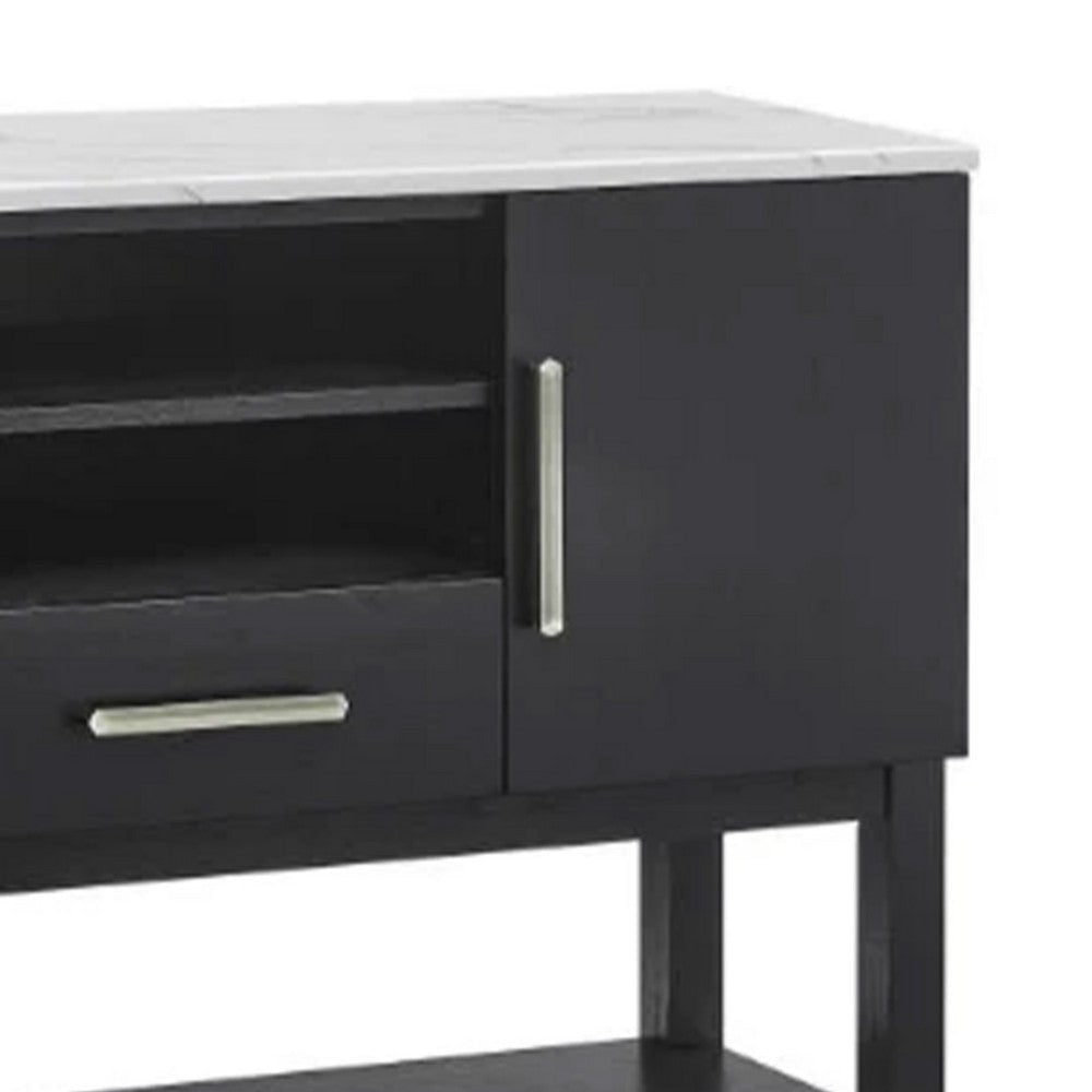 Amber Sideboard Buffet Server Cabinet | 2 Cabinets & 2 Shelves | Black BM340152