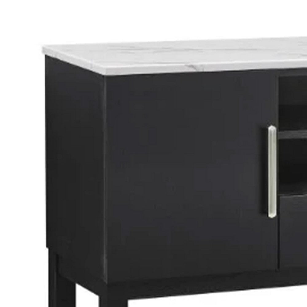 Amber Sideboard Buffet Server Cabinet | 2 Cabinets & 2 Shelves | Black BM340152