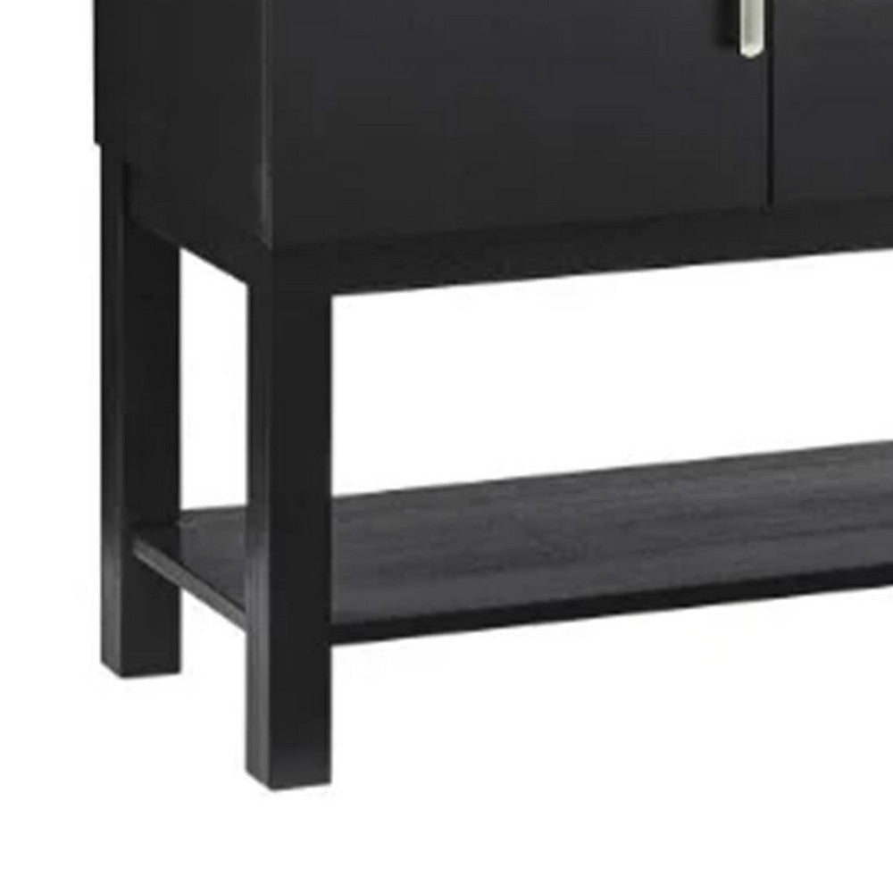 Amber Sideboard Buffet Server Cabinet | 2 Cabinets & 2 Shelves | Black BM340152