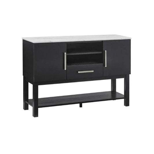 Amber Sideboard Buffet Server Cabinet | 2 Cabinets & 2 Shelves | Black