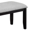 Amber Dining Bench | Gray Fabric Seat w Nailheads | Black Wood | 48"