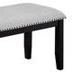Amber Dining Bench | Gray Fabric Seat w Nailheads | Black Wood | 48"